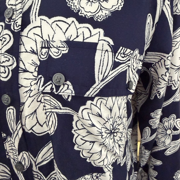 LOFT Floral Midi Pocket Shirtdress with Pockets Size XSmall NWOT - Picture 9 of 16